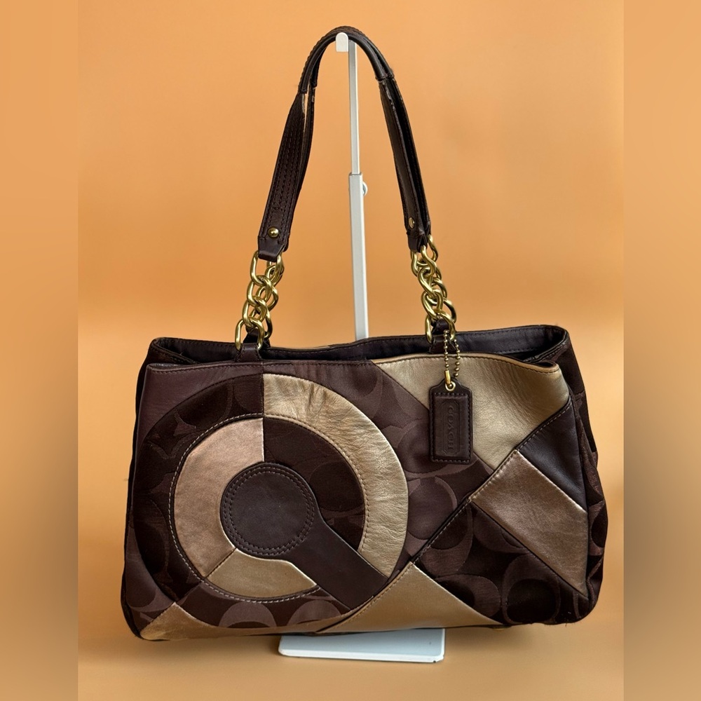 COACH vintage Y2K inlaid PATCHWORK leather chain tote hand shoulder bag